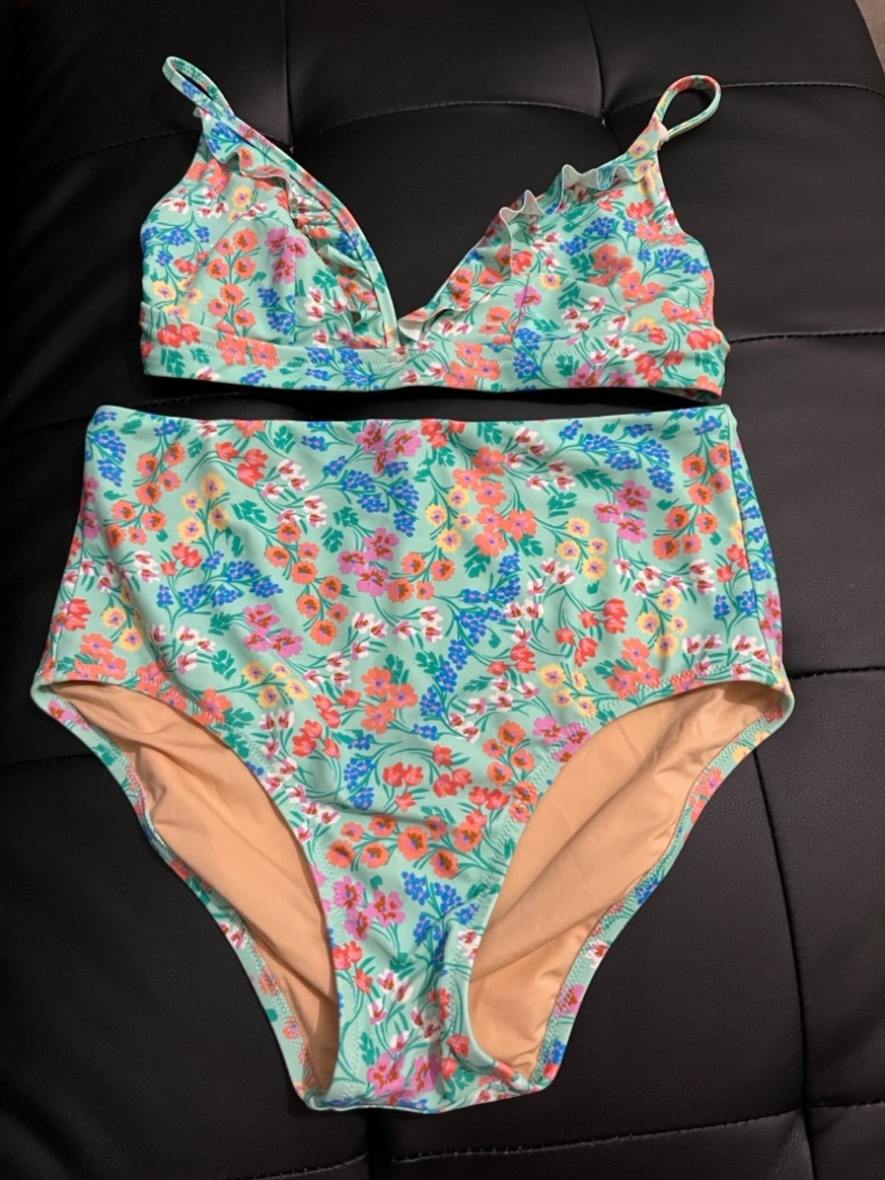 J. Crew Mint Floral High-Waist Bikini Set